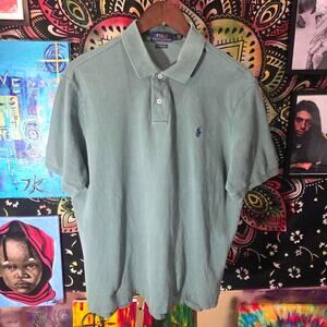 Vintage Polo Ralph Lauren Classic Fit Sage Green Pique Polo Shirt Mens Large